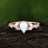 Pear Shaped Natural Moonstone Engagement Ring Nature Inspired Promise Ring